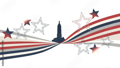 Abstract Civil War Remembrance Vector with Stars and Stripes Neutral Memorial Illustration USA