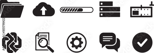 Web service data management icons set