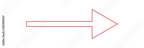 Long red arrowhead vector icon. Isolated long red arrow icon on white background. EPS 10.