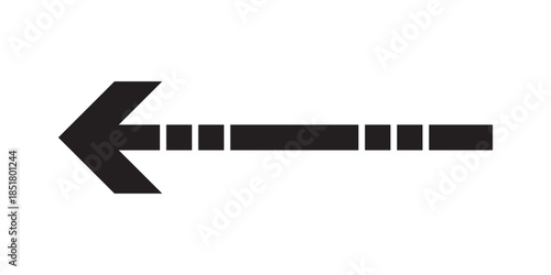 Long black arrowhead vector icon. Isolated long black arrow icon on white background. EPS 10.