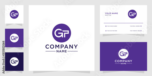 GT GP letter logo design and business card
