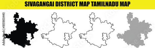 Sivagangai district map in Tamil Nadu India with various styles