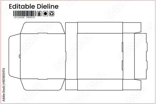 Pizza Box Dieline Packaging Template Vector.