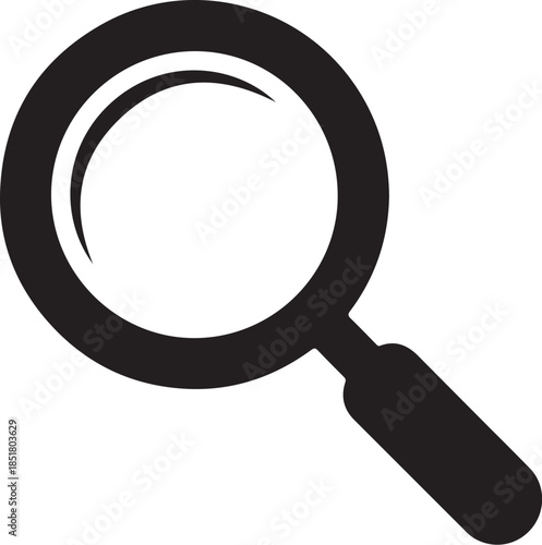 Simple black magnifying glass icon on white