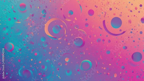 Vibrant Abstract Background with Colorful Oil Drops and Bubbles on Water Surface.
