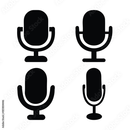 Microphone icon collection for audio recording and broadcast.