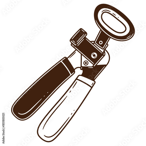 Vintage can opener with brown handles isolated on a white background perfect for kitchen tools collection
