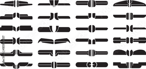 Black decorative horizontal divider elements set