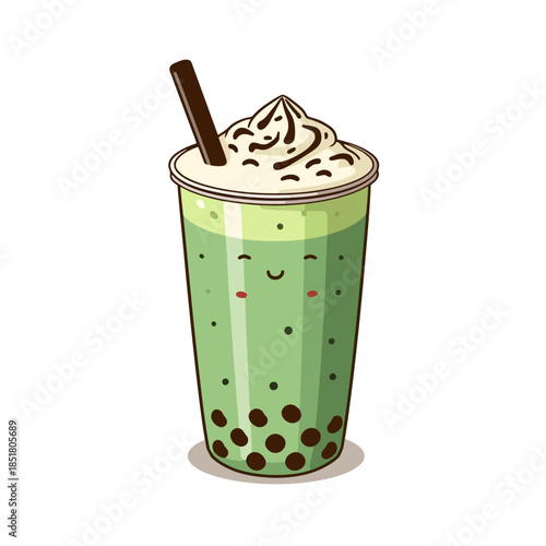 Japanese Macha Drink Design  Very Cute