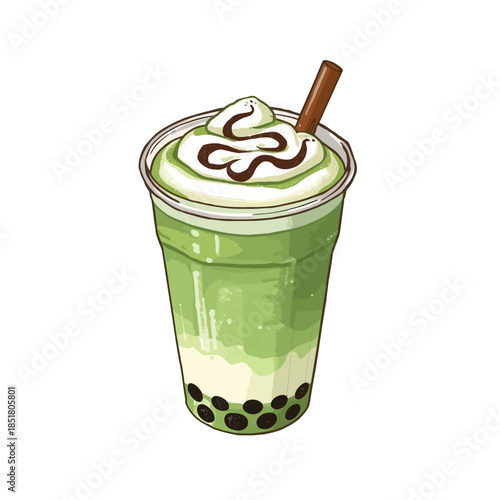 Japanese Macha Drink Design  Very Cute