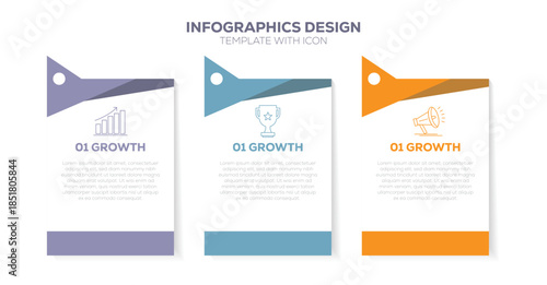 Infographic design business template with icons 3 steps template. Timeline, Business presentation. Vector illustration.