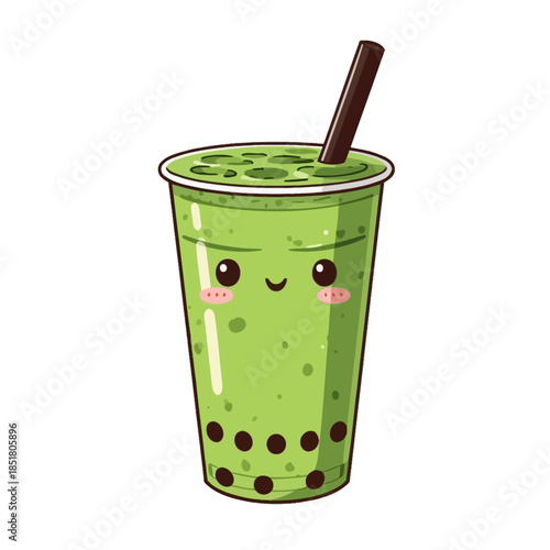 Japanese Macha Drink Design  Very Cute