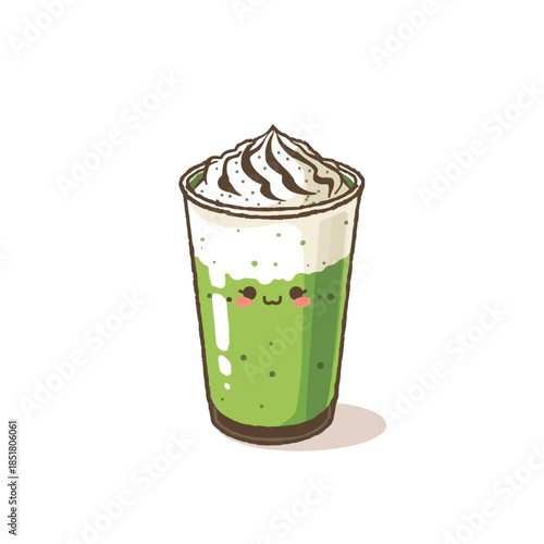 Japanese Macha Drink Design  Very Cute