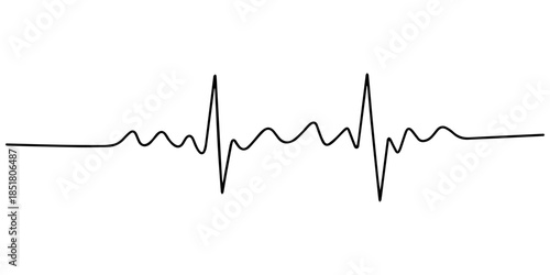 Electrocardiogram ecg or ekg waveform showing heart rhythm, isolated on continuous one line art of vector illustration, Continuous line representing a heartbeat outline vector art illustration, Heart