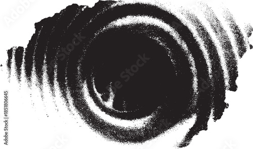 Black wave pattern illustration with circular texture. Modern vector design featuring smooth shapes in an abstract aesthetic.