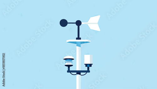 Weather station with anemometer and sensors on pole