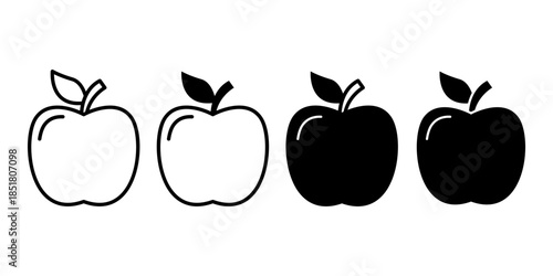 Apple Black Icon for Healthy Lifestyle and Nutrition