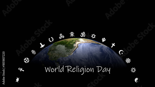 World religion day concept illustration symbolizing global faith unity diversity