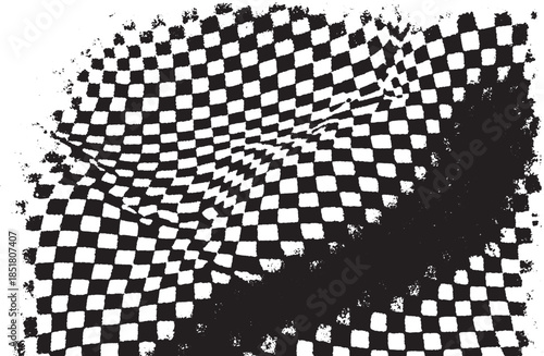 Checkerboard pattern in black and white. Abstract wavy texture for digital or print use, vector illustration.