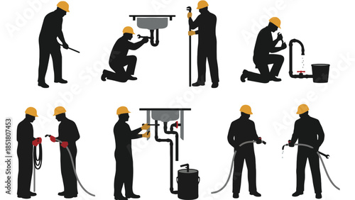 Plumber performs various tasks including fixing pipes and sinks.