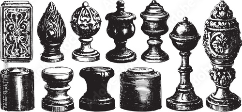 Elegant bar ornament set with vintage design elements. This vector illustration showcases intricate details for home decor.