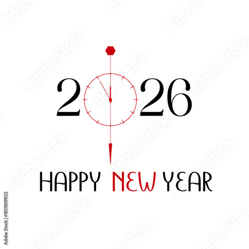 New Year 2026: A visual representation of the year 2026 is displayed with a clock design, expressing the anticipation and freshness of a New Year's Day. It is a symbol for the new beginning, hope.