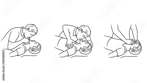 Illustration showing steps for administering CPR to a person