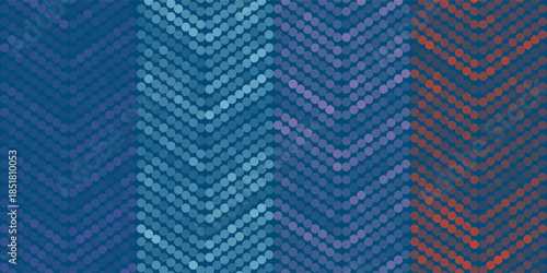 
Abstract dotted pattern with colorful small circles forming wavy lines in dark tones. Modern geometric vector background design for creative, decorative and digital use.