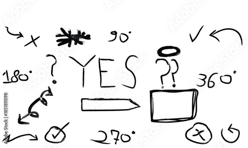 Hand drawn diagram with yes text and various symbols