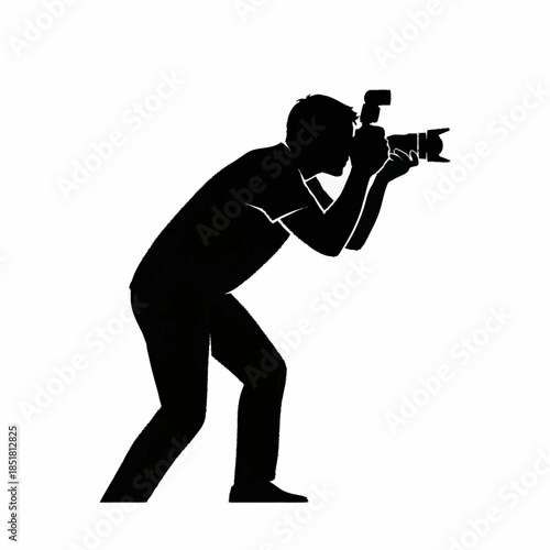 Silhouette of a photographer capturing a moment with a camera.