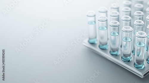 Forensic Science Analysis with Blue Test Substances in Glass Rack