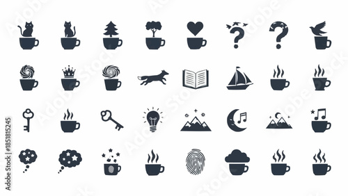 Collection of Diverse Icons Representing Various Concepts and Objects.