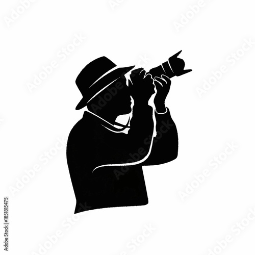 Silhouette of a photographer capturing a moment with a camera.