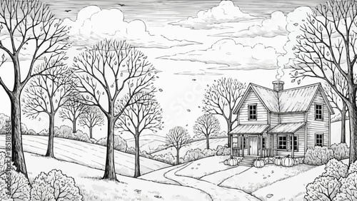 A charming house with a welcoming porch and surrounding trees.