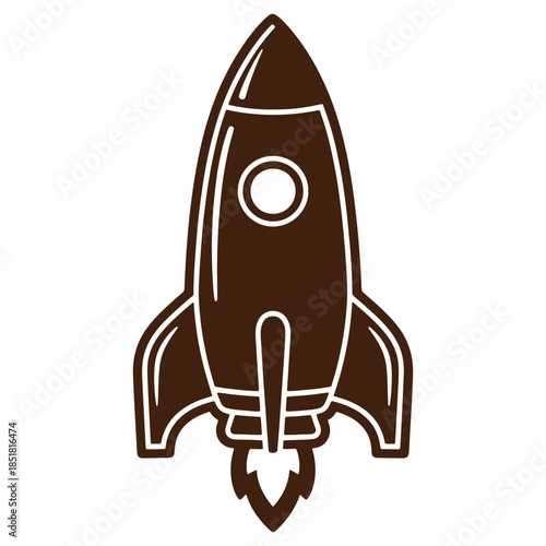 Brown Rocket Icon Design for Space Exploration and Technology Concepts