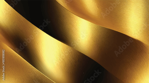 Golden silk fabric folds with smooth shadows and light reflections