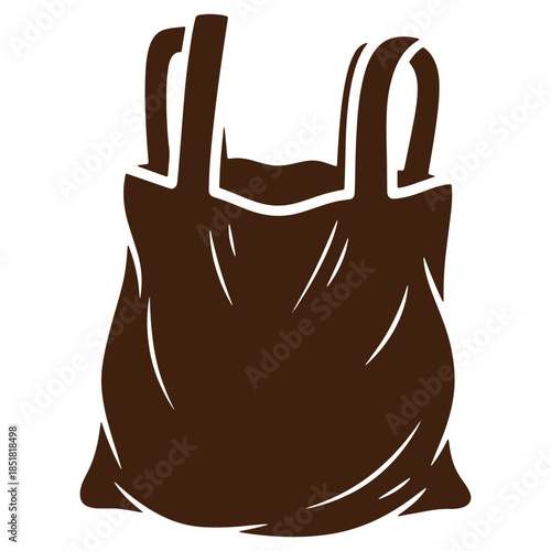 Illustrated brown shopping bag icon ecofriendly reusable grocery bag design simple silhouette for branding or marketing