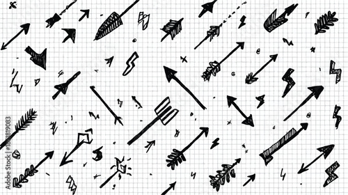 hand drawn arrows and symbols on graph paper