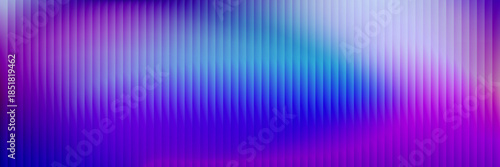 Blue glass effect gradient background. Ribbed glass effect. Neon light transparent plastic wall. Iridescent gradient pattern. Abstract corrugated glass texture. Holographic backdrop. Modern purple bg