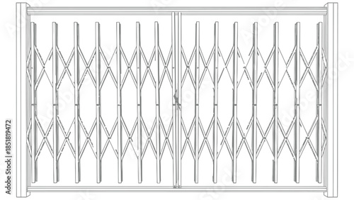 Collapsible Security Gate Trellis Scissor Fence Vector Illustration
