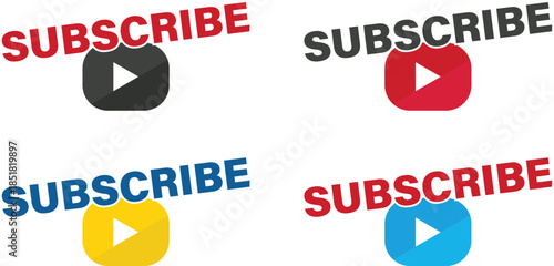 Four unique styles of subscribe buttons for social media