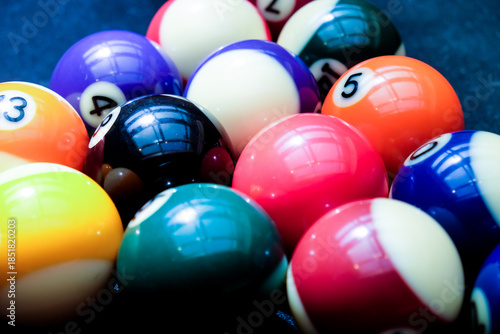 Billiard balls on the table, close-up