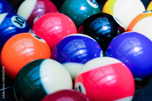 Billiard balls on the table, close-up