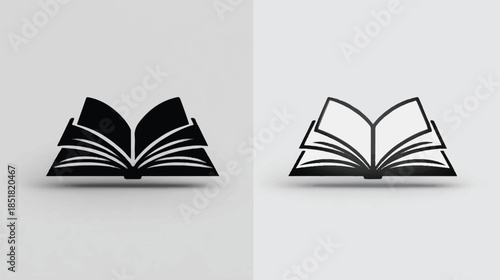 open book icons in black and white on gray background