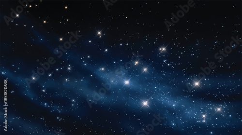 Orion Nebula starry night sky with bright stars and stardust