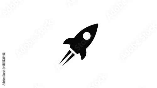 simple black rocket ship icon flying up