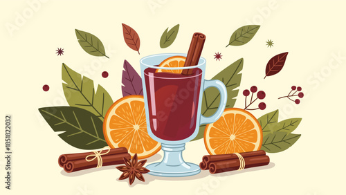 Cozy winter mulled wine with oranges, cinnamon, and star anise, perfect for a festive holiday gathering or a relaxing evening indoors