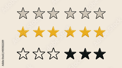 star ratings icons in different colors and styles for reviews and feedback