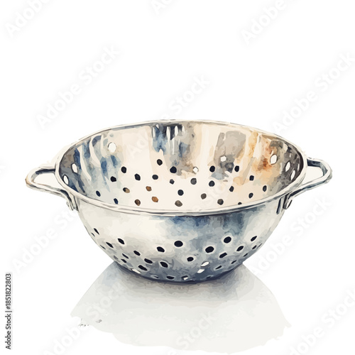 metal_colander_A vectorized, Hand-painted style, vector set available in EPS An Elegant watercolor painting design collection