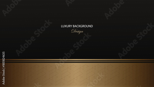 Luxury background vector design. Black luxury background with gold line and pattern decoration. Suit for award, card, invitation, certificate and others
